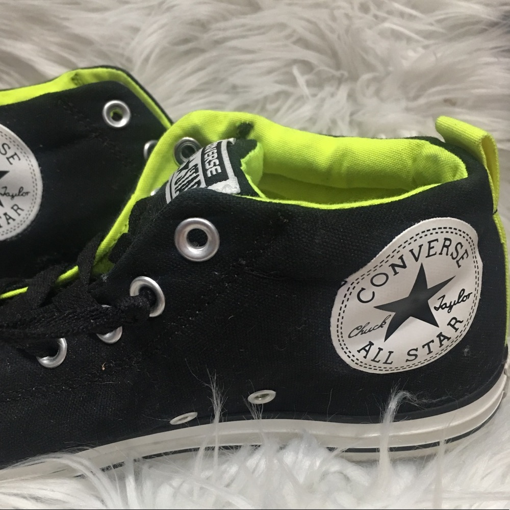 Black and neon green converse